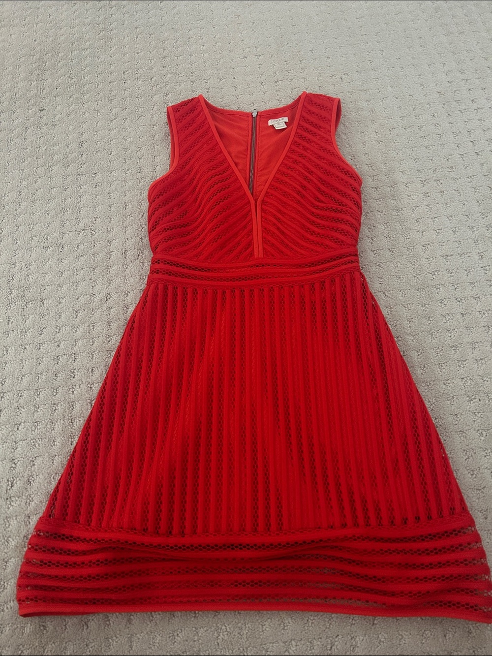 J. Crew Red Sleeveless V-Neck Fit-and-Flare Mini Dress
